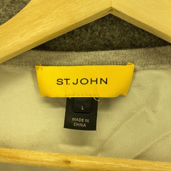 St. John Tank Women L Large White Striped Silk Sleeveless Round Neck Sheer - Picture 7 of 9